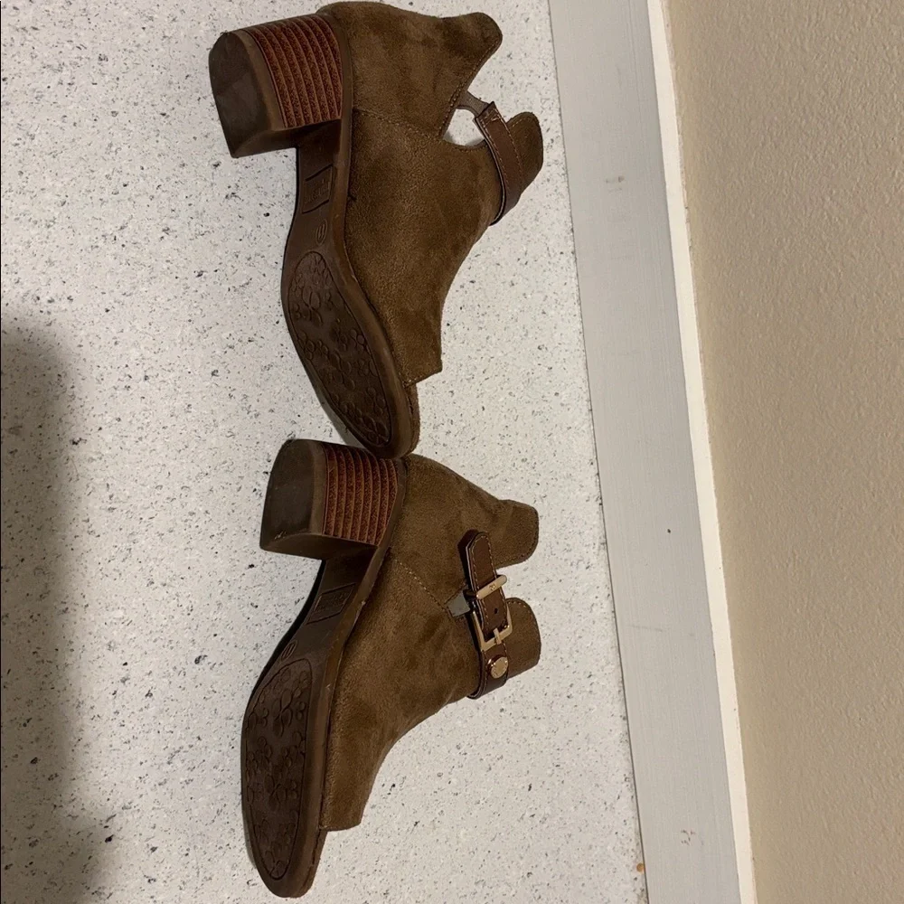 Kenneth Cole Toddler Girls Peep Toe Ankle Strap Booties Brown Size 11